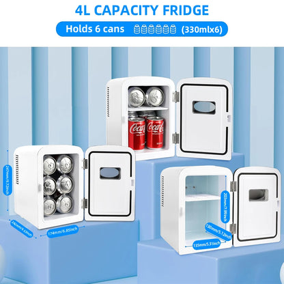 4L Mini Beauty Fridge for Skincare Car & Home Dual Use Cooling Heating Makeup Refrigerator Travel Cosmetic Face Cream Fridge