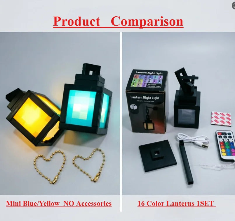 2026 MC Game Luminous Lantern Nightlight Surrounding Pixel Style Tabletop Ornament DIY Interior Atmosphere Light Creativity Toy