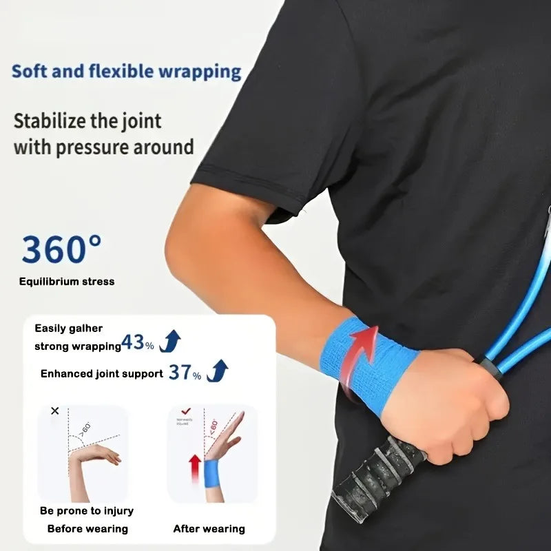 10pcs Elastic Self-Adhesive Athletic Tape Bandage 2.5/5/10cm Non-Woven Universal Fit for Sports Foot Support Joint Protection