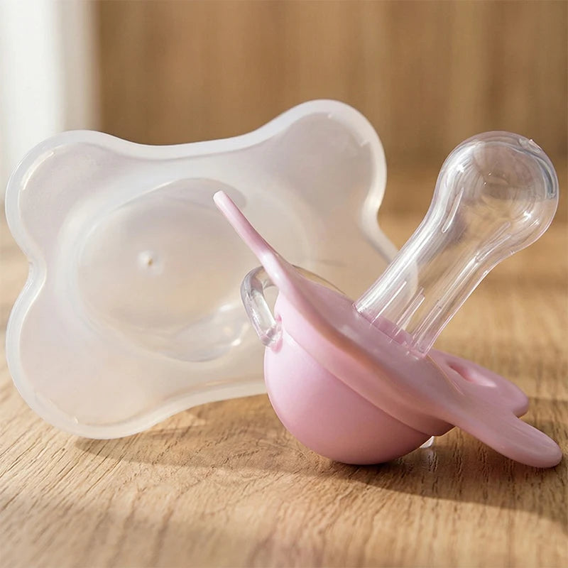 2pcs/pack Butterfly-shape Baby Pacifier Soother with Cover for Daily Use(Cherry Round Nipple) and Night Use(Thumb Nipple)