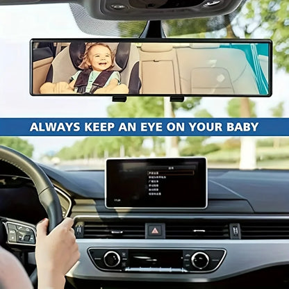 Universal Anti-Glare Wide-Angle Convex Rearview Mirror Car Interior Easy Clip-On 285mm HD Panoramic Anti-Fog Safety Accessory