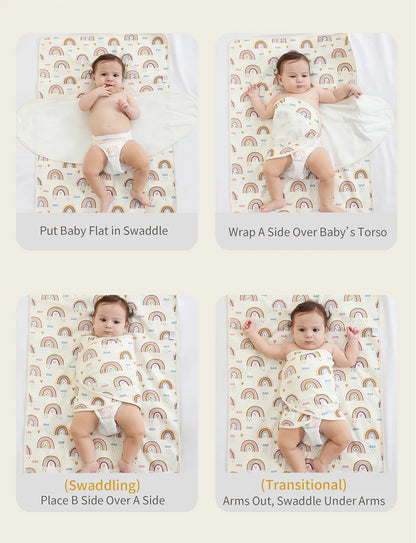 Bilayer Baby Wrap Blanket Newborn Baby Swaddle Tie Anti Startle Jump Blanket Summer Thin Cotton Soft Diaper Changing Blanket