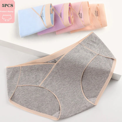 5PCS Cotton Maternity Panties High Waist Pregnant Panties Adjustable Belly Support Briefs for Pregnant Women Solid Color Panties