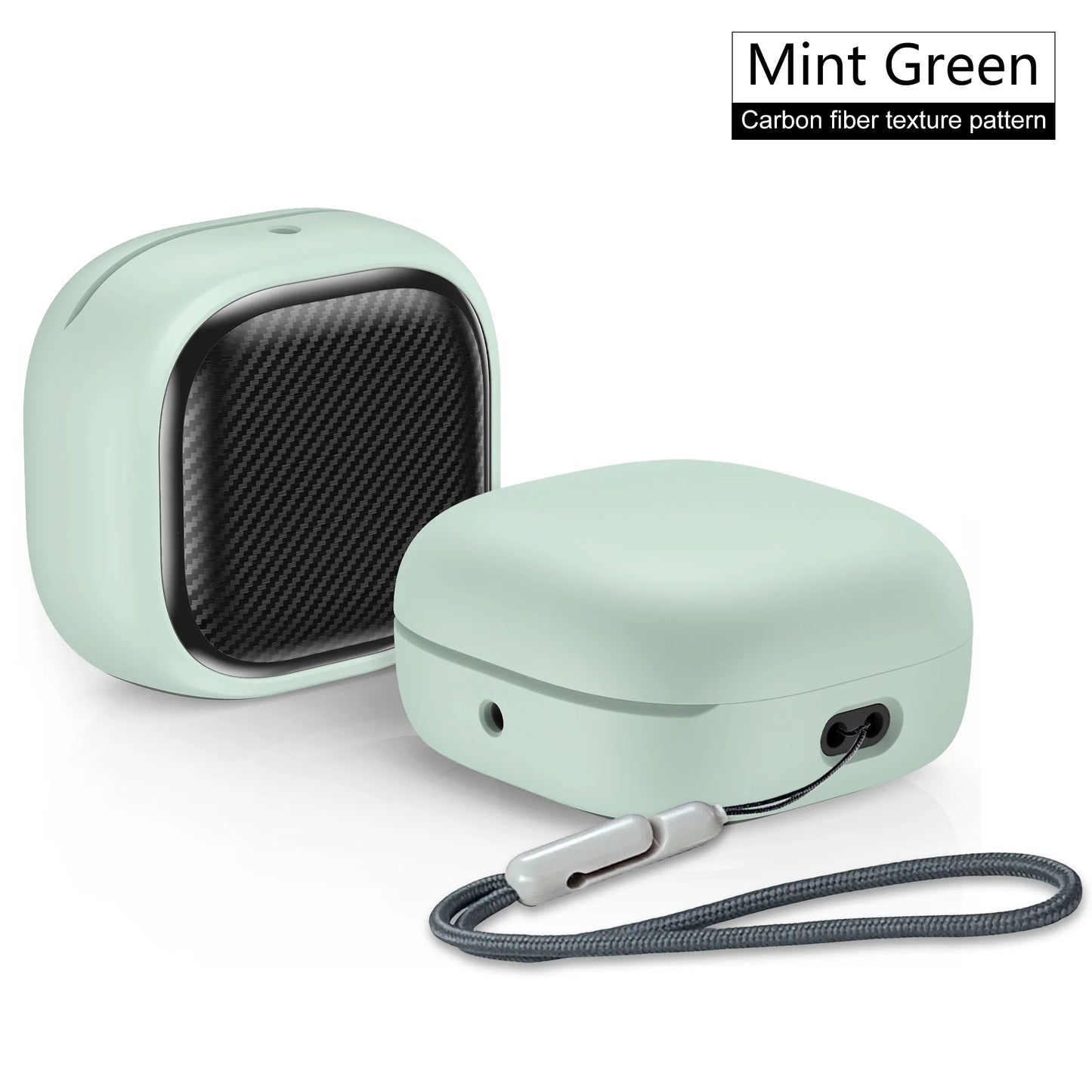 For Samsung Galaxy Buds FE, Buds Pro, Buds2 Pro, Buds Live, Buds2 Case Cover, Vogue Fiber Stripe Protection Case with Lanyard