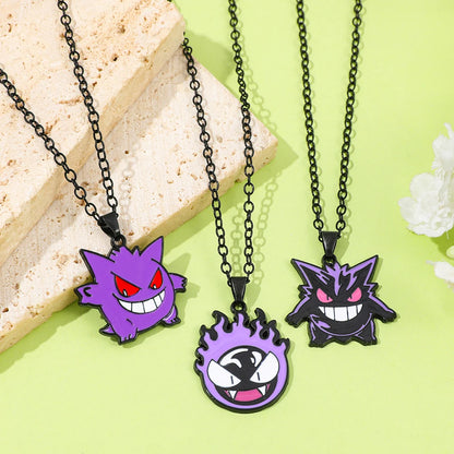 Gengar Cosplay Pendant Necklace - Anime Charms Jewelry for Women Men Kids Chain Choker Perfect Party Gift