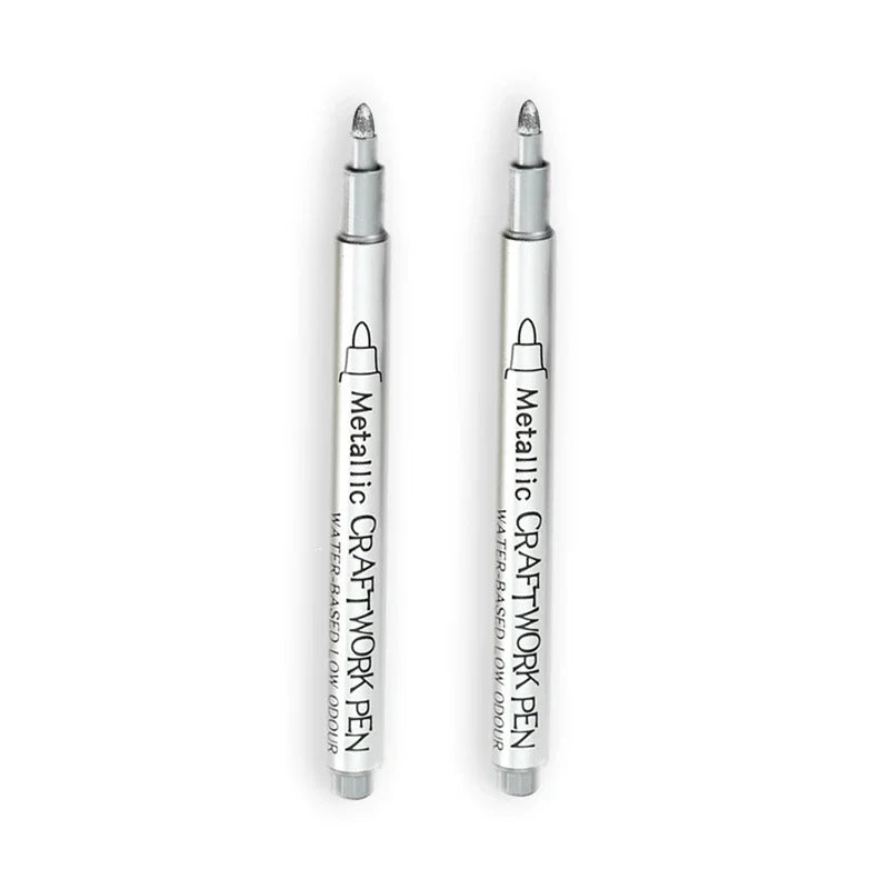 2/1Pc Brush Metallic Marker Pens Gold Silver Color Permanent Art Marker For Manga Crafts Scrapbooking School Stationery Supplies
