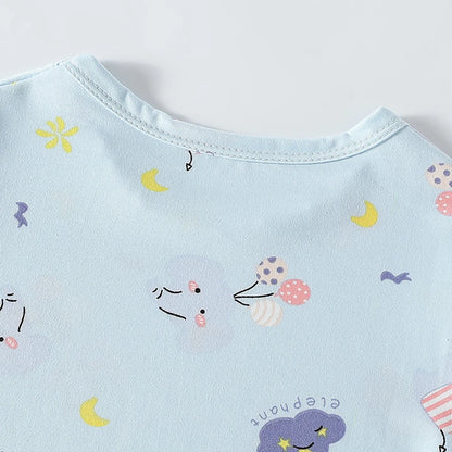 2-piece children's summer cute cartoon printed short sleeved shorts set for boys and girls casual and comfortable T-shirt shorts