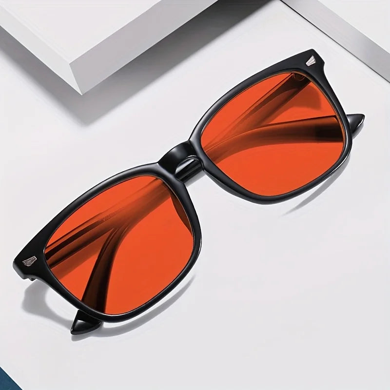 Classic Red Lens Blue Light Blocking Glasses Square Men Better Sleep Anti Filter Men Orange Women Eyeglasses