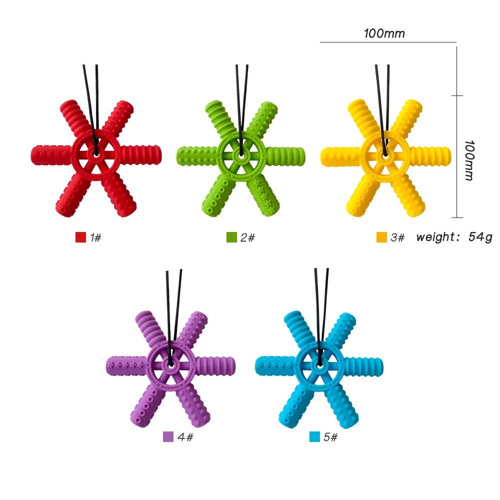 1pcs Silicone Teether Kids Chew Necklace Sensory Chewy Pendant Oral Motor Toys Therapy Tools for Autism Children's Goods