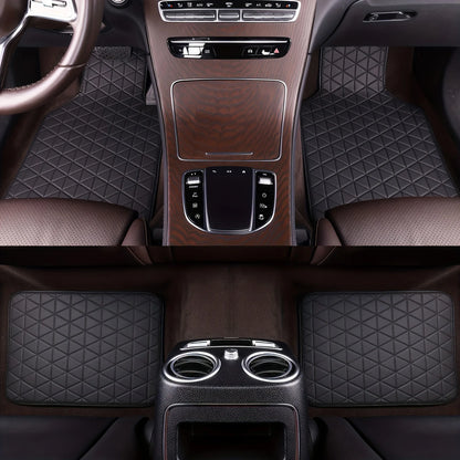 4-piece waterproof PU leather car floor mat - durable and fashionable, all-weather protection, easy to clean, enhances interior