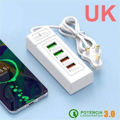 4Ports USB Fast Charger Station USB HUB3.0 Multi Splitter Adapter USB C Expander Portable Travel Charger For iPhone Xiaomi Phone