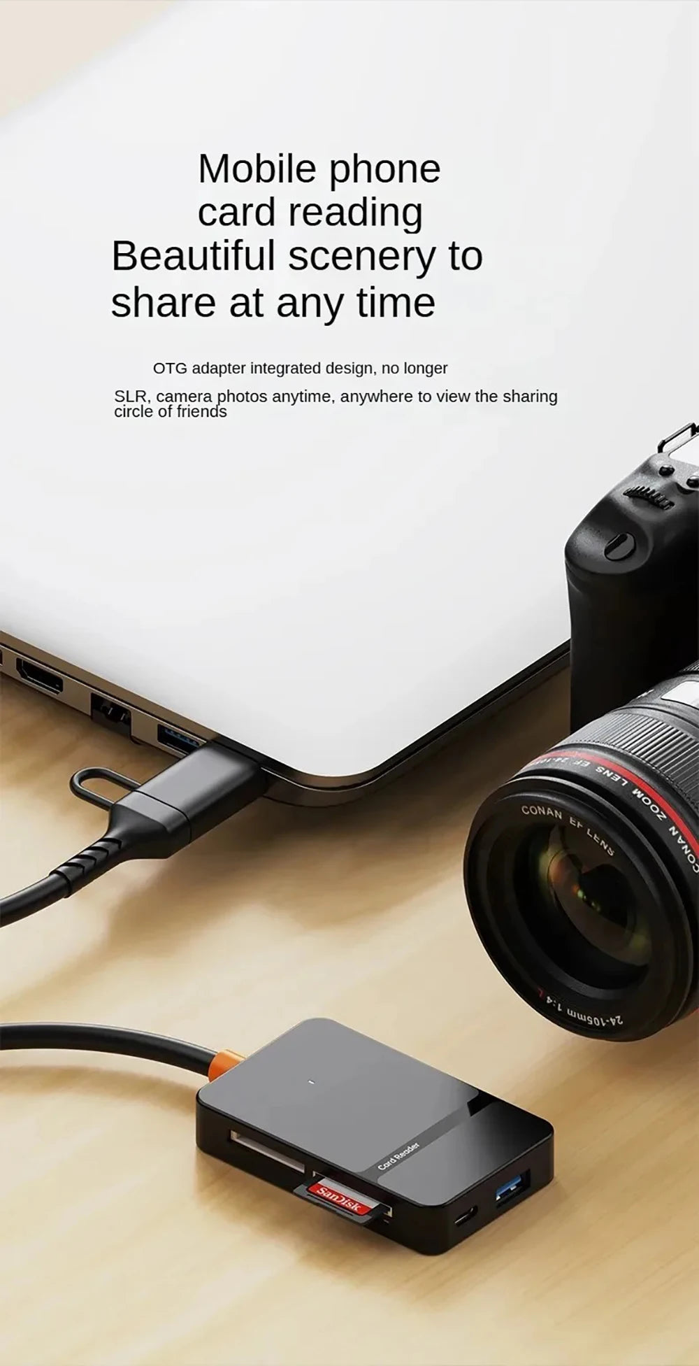USB C 8-in-1 Card Reader Multi-functional Card Reader Support  SD/TF/CF/MS Card Read 5Gbps Write Read U Disk Flash Card Adapter