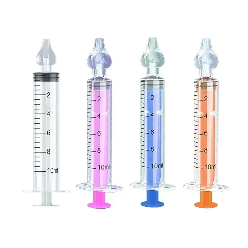 10ml Baby Nose Cleaner with Silicone Nasal Suction Tips Syringe Nasal Irrigator Portable Needle Tube Nasal Washer for Infants