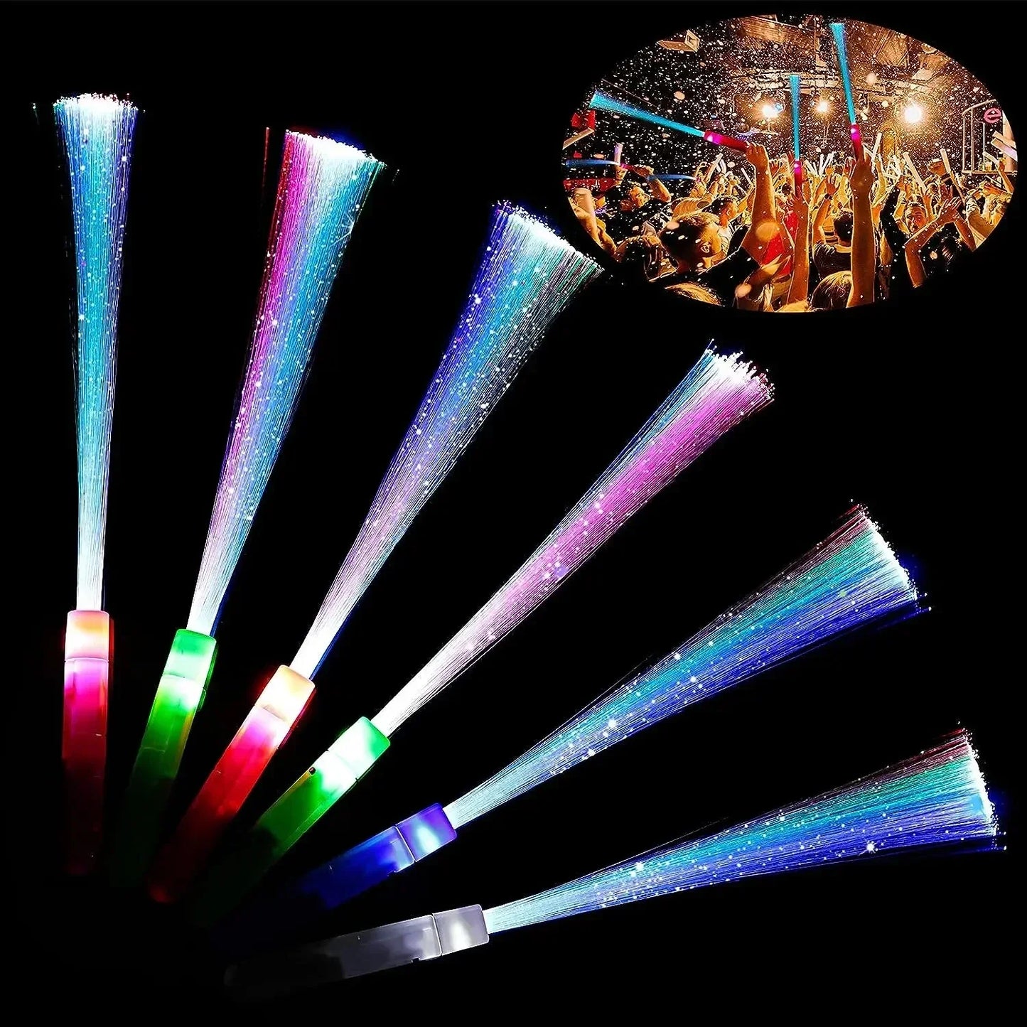 Glow Sticks Fiber Optic Light Up Wands LED Night Lighting Props for Birthday Wedding Dark Parties Concerts Christmas Halloween