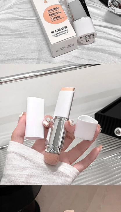 Lazy foundation stick, moisturizing and natural concealer makeup,matte makeup base,rare beauty,Keep makeup and sweat