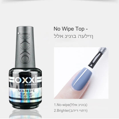OXXI PROFESSIONAL Rubber Base Coat UV Gel 15ml No Wipe Shiny Top Coat 2pcs Set Gel Polish Semi-permanent Nail Polish Base Gellac