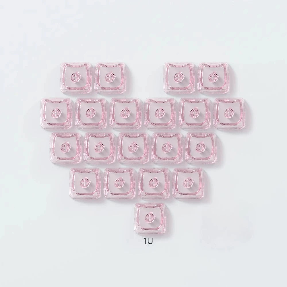 20pcs 1U Keycaps with Unique Cats Head MAO Transparent Keycap Comfort Typing PBT No Engraved Keycap DIY Keyboards For Aula Ajazz