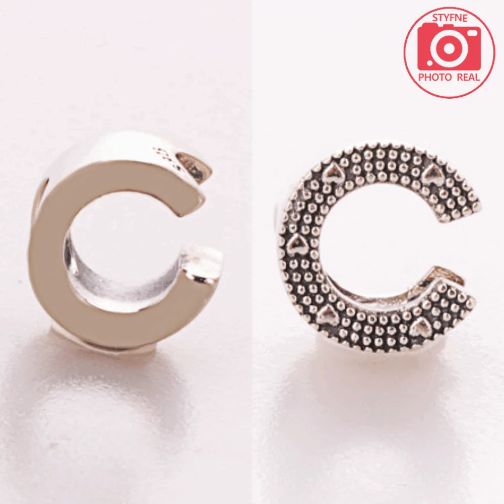 Silver 925 26 Letter A-Z Alphabet Charm Fine Beads Fit Original Charms Silver Bracelet DIY Fine Jewelry for Women Gifts Making