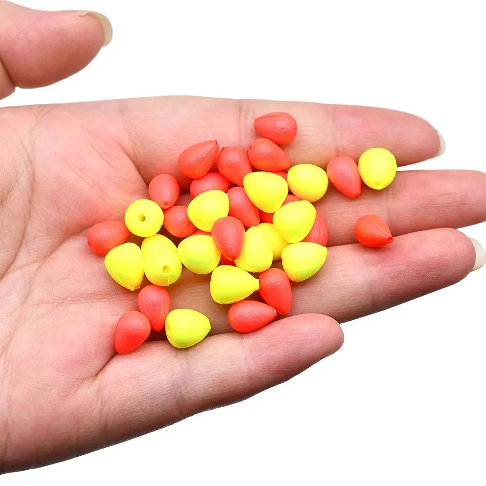 Topranc 50Pcs Floating Beads Eye-catching Beans Floating Beads Collision Ultra-light Foam EVA Fishing Accessories