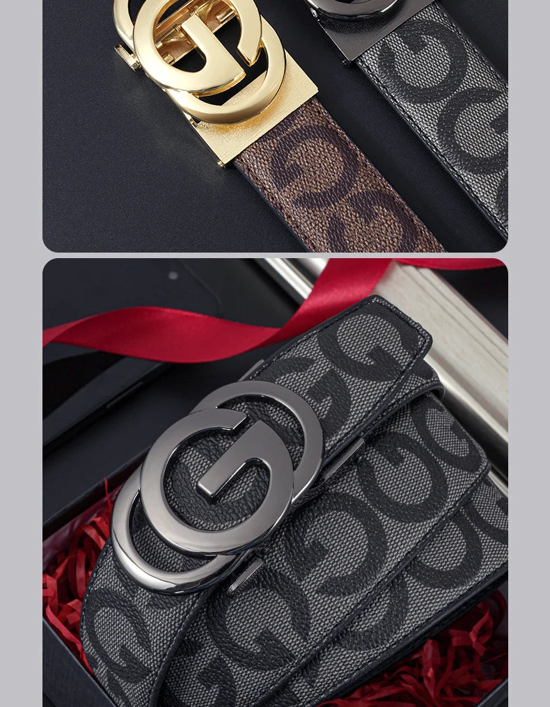 High Quality 3.4cm Leather Business Men High-Quality Designer Male Buckle Strap Jeans Accessory