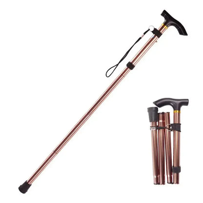 Telescopic Walking Stick Outdoor Hiking Trekking Poles Aluminum Alloy Metal Folding Cane Crutches Pole For Elderly People