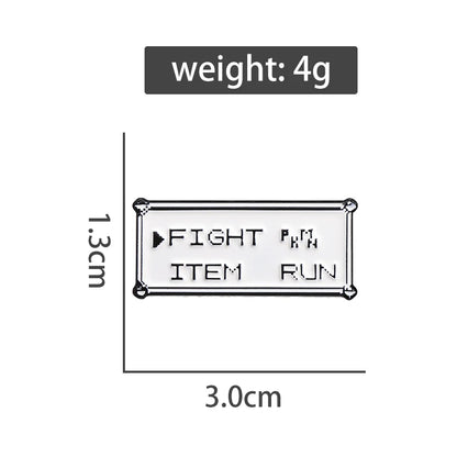 Rectangle Text Enamel Pins Custom FIGHT ITEM RUN Brooches Lapel Badges Punk Jewelry Gift for Kids Friends
