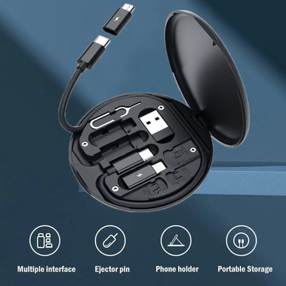 Portable Multifunctional Data Cable Storage Box, 60W Fast Charging Mobile Phone Holder, Charging Cable Set, Multi Head Conversio