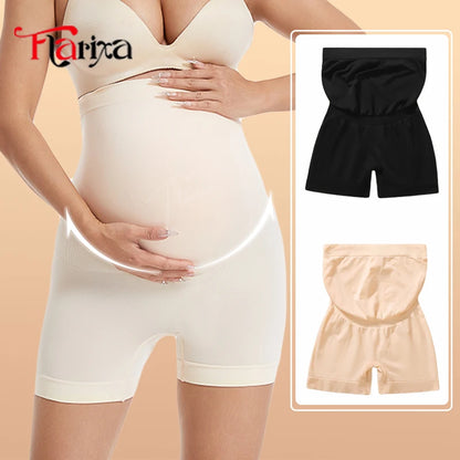 Flarixa Seamless Maternity Leggings Shorts High Waist Pregnant Women Panties Pregnancy Belly Bump Boxers Briefs High Elastic