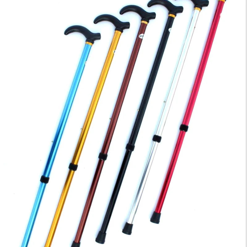 1PC 75-90cm Aluminum Alloy Adjustable Walking Stick 2 Section Stable Anti-Skid Crutch Old Man Hiking Cane Height