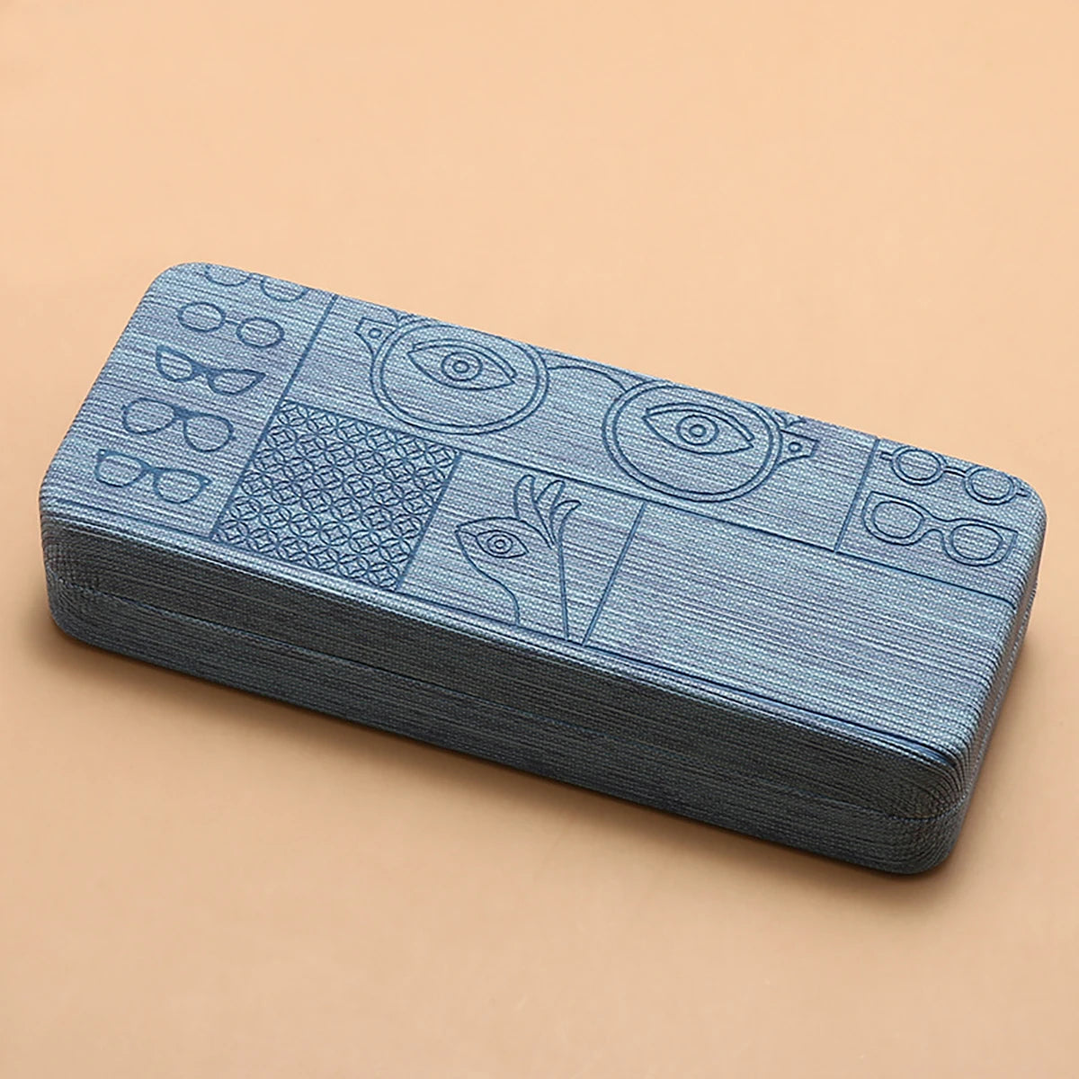 1pc Geometric Pattern Glasses Case Portable Stylish Square Eyewear Holder with Embossed Designs for Men’s Fashion Accessories