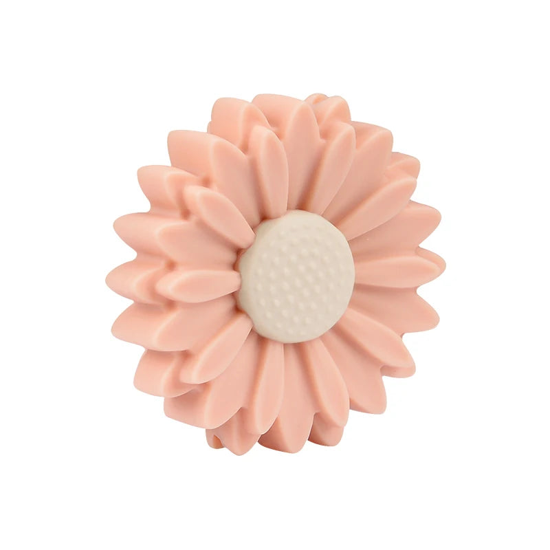 LOFCA Daisy 10pcs Silicone Beads Sunflower Cute Silicone Beads Food Grade Teether BPA-Free Baby Toy Chain Accessories