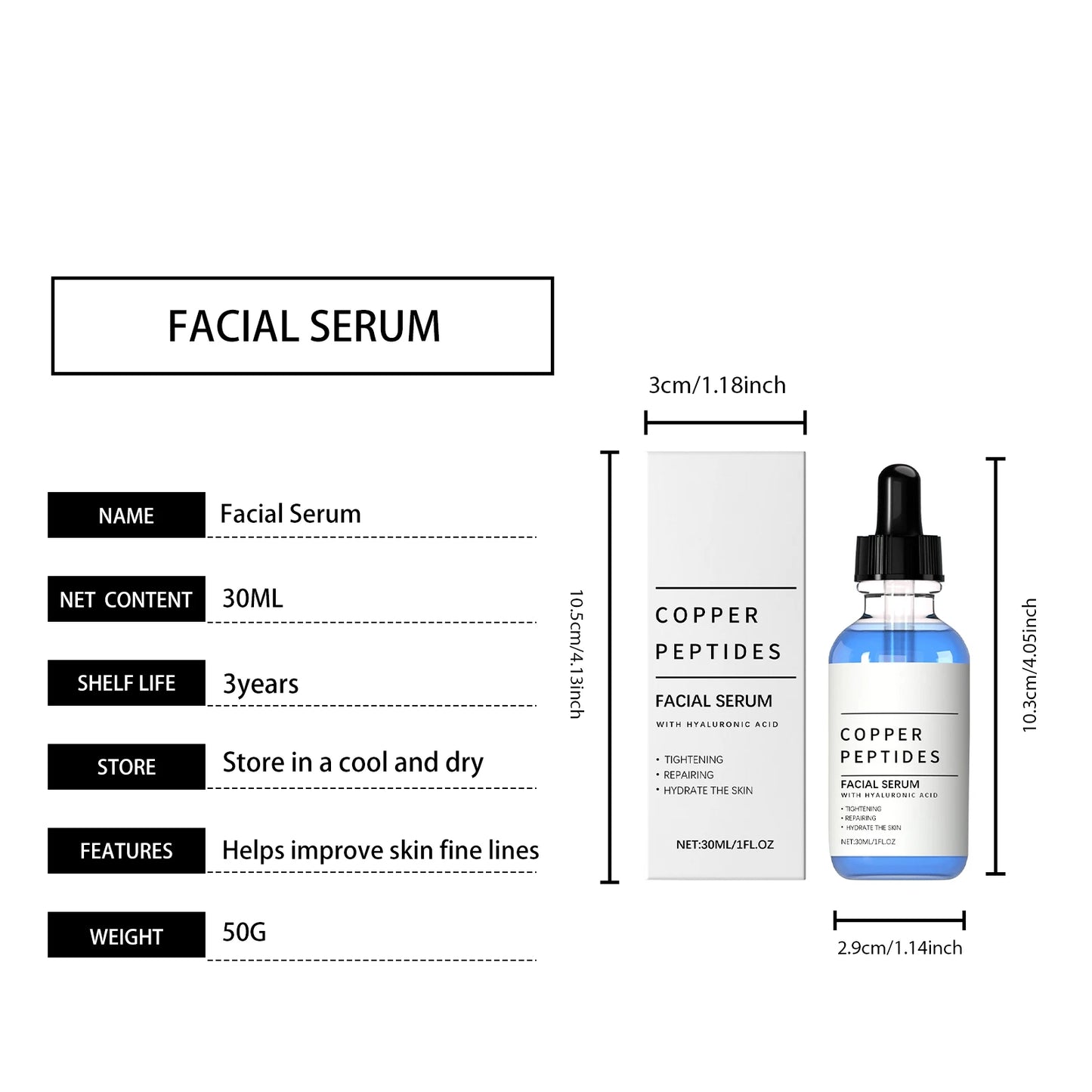 Copper Titanium Essence Hyaluronic Acid Serum For Sensitive Dry Moisturizing Brightening Soothing Face Skin Care Essence