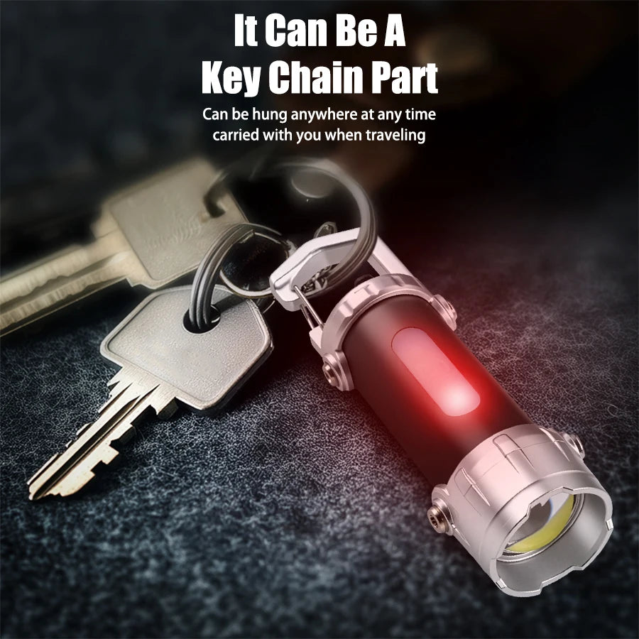 MINI USB Rechargeable LED Flashlight Portable Tail Magnet Work Light Super Bright Camping Lantern Side COB Emergency Torch Light