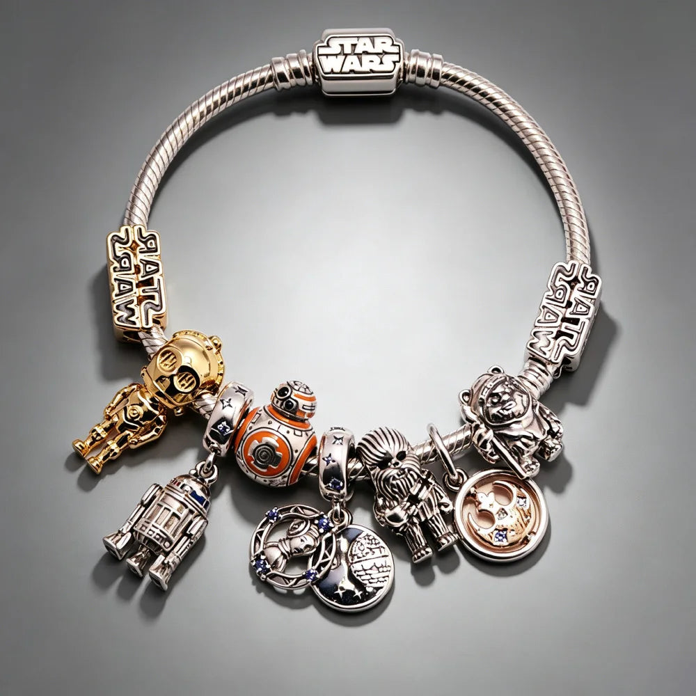 Disney 2026 Charms for Bracelet 925 Sterling Silver Darth Vader Grogu Beads Pendant DIY Jewelry Making Gift for Women Men Fans