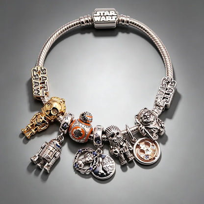 Disney 2026 Charms for Bracelet 925 Sterling Silver Darth Vader Grogu Beads Pendant DIY Jewelry Making Gift for Women Men Fans