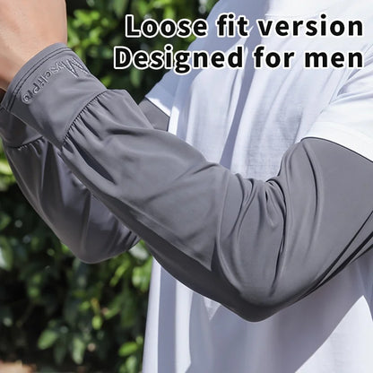 Cooling Arm Sleeves Breathable Sun Protection Ice Slik Sleeves Summer Outdoor Sports Driving Cycling Sleeves Men Loose Arm