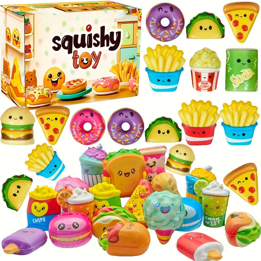 12pcs Mini Squeeze Toys, School and Birthday Gift Pack with Various Food &Fries Slow-Rising Squishy Toys,Random Styles Christmas