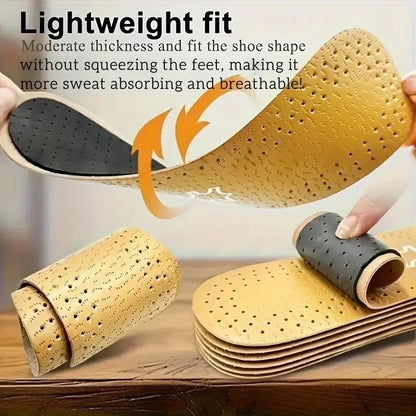 1 Pair Leather Leisure Insoles for Shoes Ultra thin Deodorization Breathable Shock Absorption Cushion Sole Insert