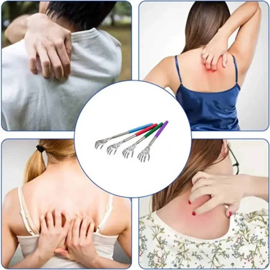 Adjustable Stainless Steel Back Scratcher with Retractable Claw for Portable and Convenient Massage and Tickle Relief