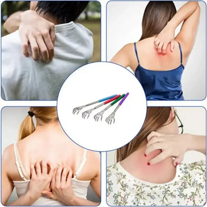Adjustable Stainless Steel Back Scratcher with Retractable Claw for Portable and Convenient Massage and Tickle Relief