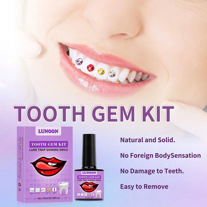 Tooth Jewelry Kit DIY Teeth Gems Kit With Glues & Light Teeth Clear Precious Stone Jewelry Decoration Glittering Tooth Gem Kit