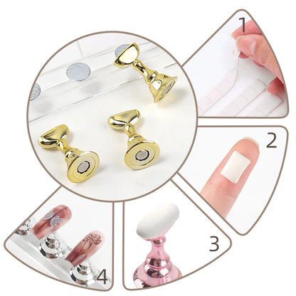 5pcs Nail Holder False Nail Tip Practice Stand Crystal Base Magnetic Holder Nail Art Display For Art Salon DIY & Practice Tools