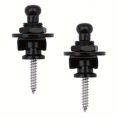 2pcs premium alloy guitar with lock strap, gold and black, safe and stylish for acoustic guitar, electric guitar and bass