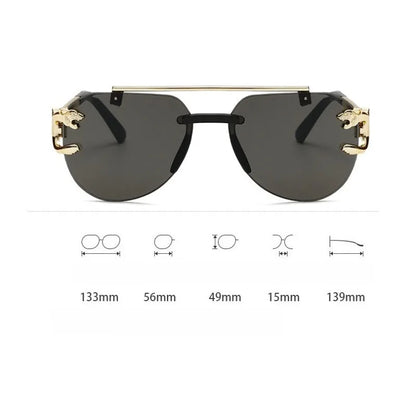 Frameless Beveled Sunglasses Frog Eyes Gradient Color UV Protection Oversized Sun Glasses