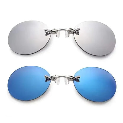  VIEWRING1-2PCS Clip On Nose Glasses Round Rimless Matrix Morpheus Sunglasses Mini Frameless Vintage Men Eyeglasses