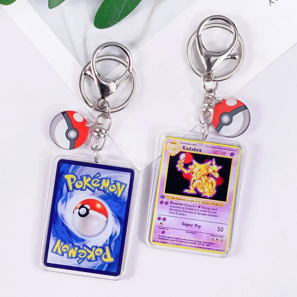 Pokémon Card Cute Acrylic Car Keychain Accessories Pikachu Charizard Gengar EeveeBag Charm Backpack Pendant Gifts For Friends