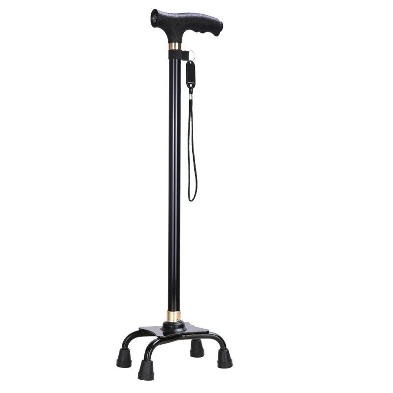 LED Light Non-Slip Elderly Walking Sticks Aluminum Alloy Cane Multifunctional Crutch with Large Footprint for Senior Men