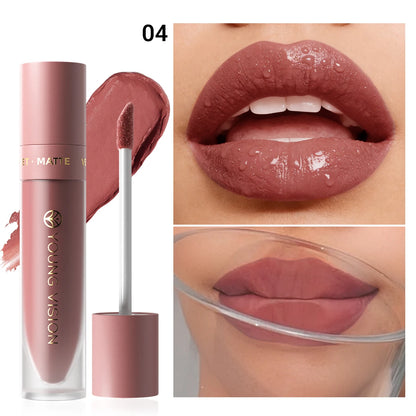 8 Color Nude Brown Matte Liquid Lipstick Velvet Sexy Dark Red Lip Glaze Non-stick Cup Not Easy To Fade Lip Gloss Lipstick Makeup