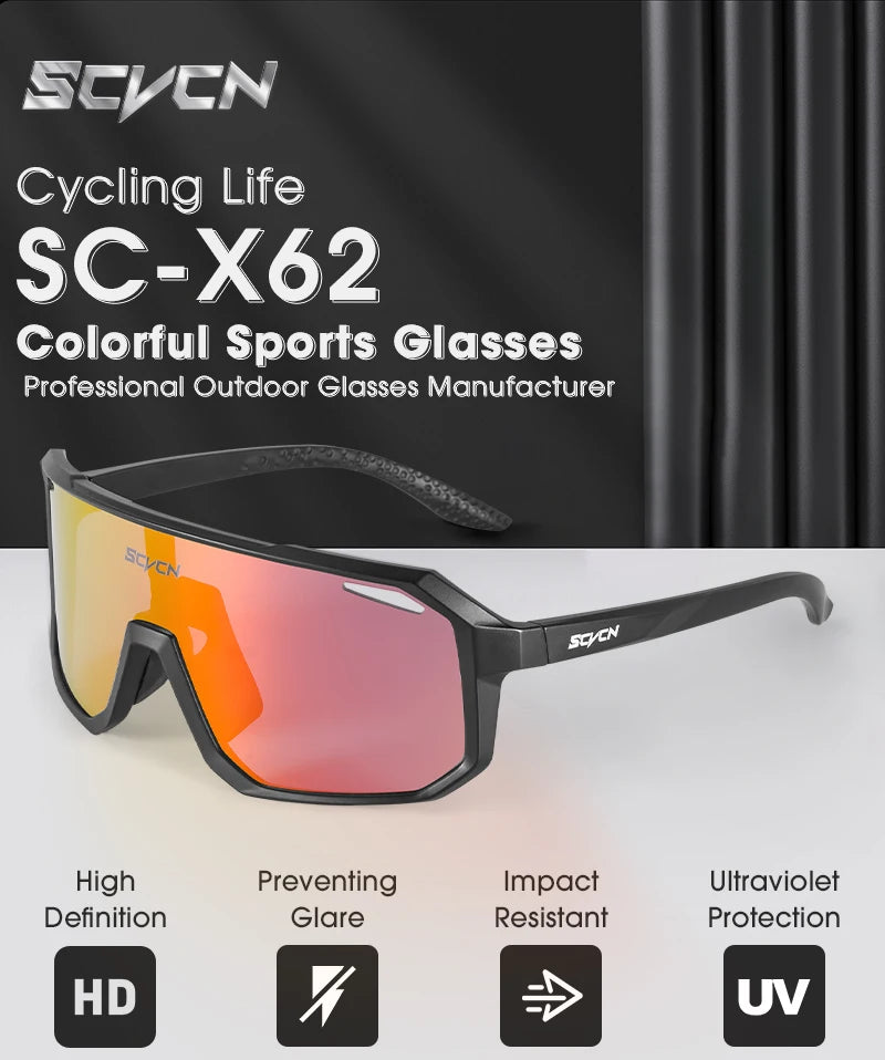 SCVCN New Cycling Glasses Bike Sunglasses Men UV400 Eyewear Outdoor Sports MTB Goggles Bicycle Women Riding Hiking Sunglasses