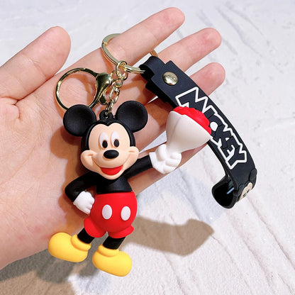 Mickey Minnie Flower Series PVC Figure Keychain Set, 6PCS Cute Cartoon Couple Key Rings with Floral Design for Bag Gift